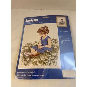 JanLynn counted cross stitch Daisy girl new USA 1996 #029-0020